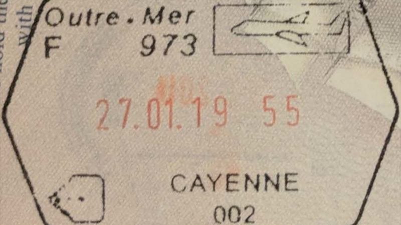 Tampon d'entrée sur un passeport